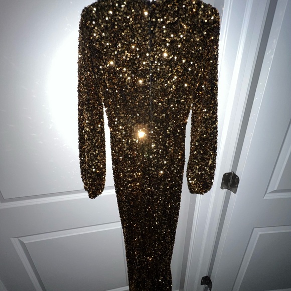 Black gold sequins dress worn 1x - Picture 9 of 10
